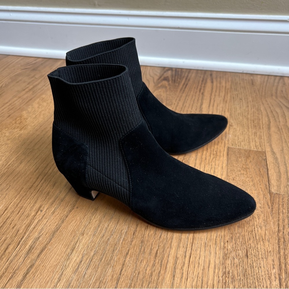 Eileen Fisher Muzy Pointed Knit Suede Ankle Booties Sz 7.5 - Picture 5 of 13